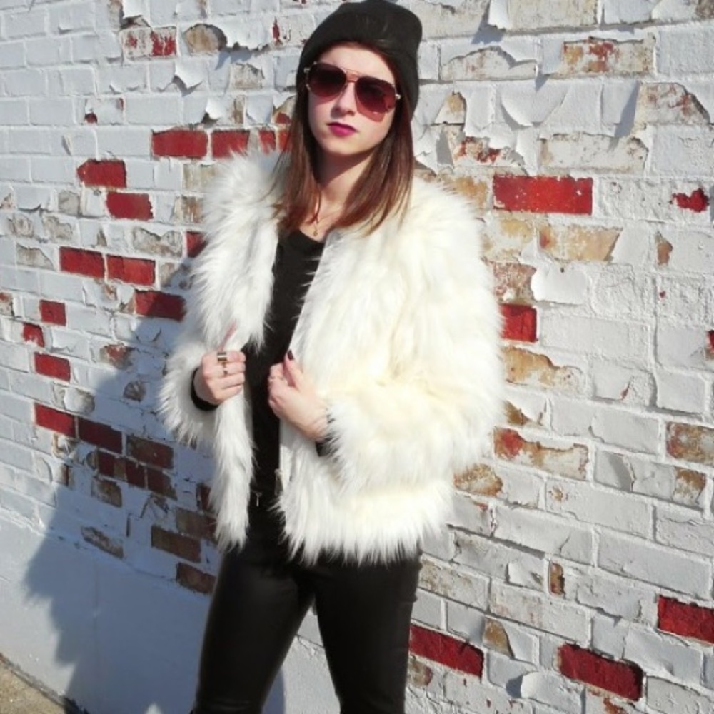 White Faux Fur Coat